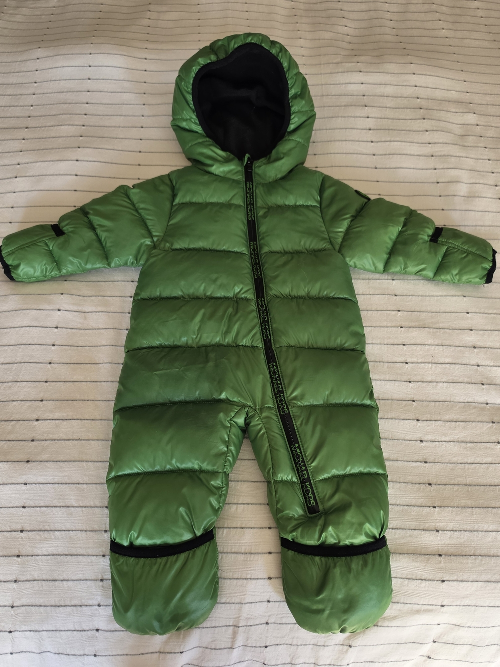 Michael Kors Green Quilted Hooded Baby One-Piece Bunting Suit 6-12 M